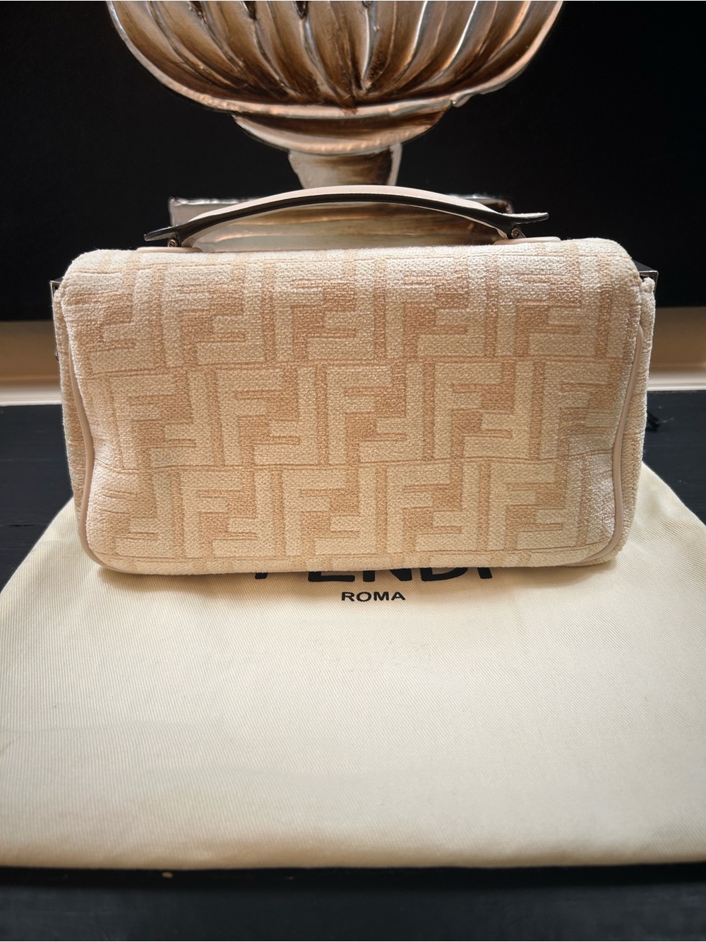 Fendi FF Baguette in Chenille with Gun Metal Hardware - Picture 10 of 14